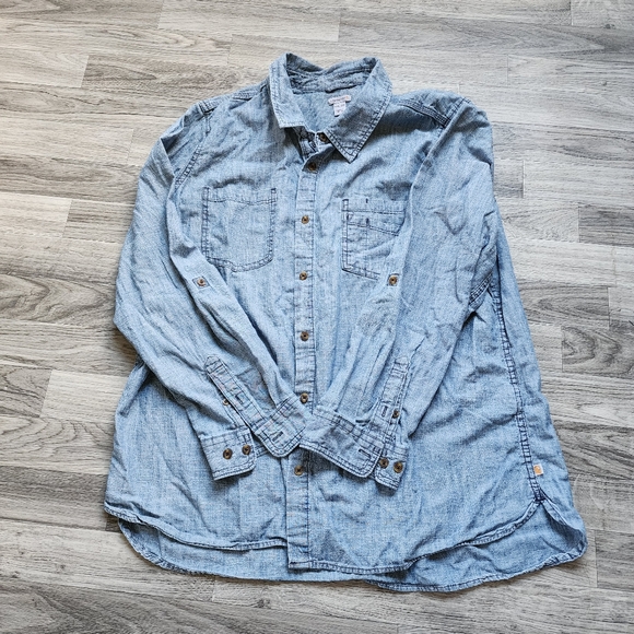 Carhartt Women's Button Down Denim Longsleeve Shirt - Picture 5 of 5